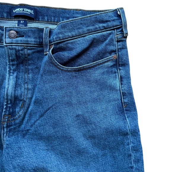 Lands' End Men's 37 Square Rigger Traditional Fit Coupe Classique Blue Jeans - Picture 3 of 11